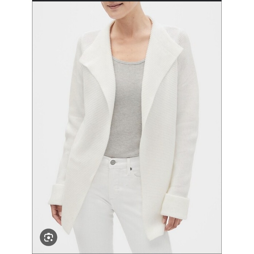 Banana Republic Women's Open Front Cardigan Long Sleeve White Size S Preppy 178